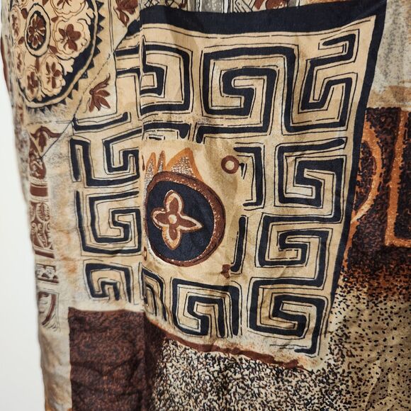 Vintage 80s 90s Stunt 100%  Silk Tank Top Blouse sz M/L brown earth tone ethnic - Picture 13 of 13